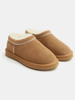 Hush Padded Collar Shearling Snug Slippers Brown