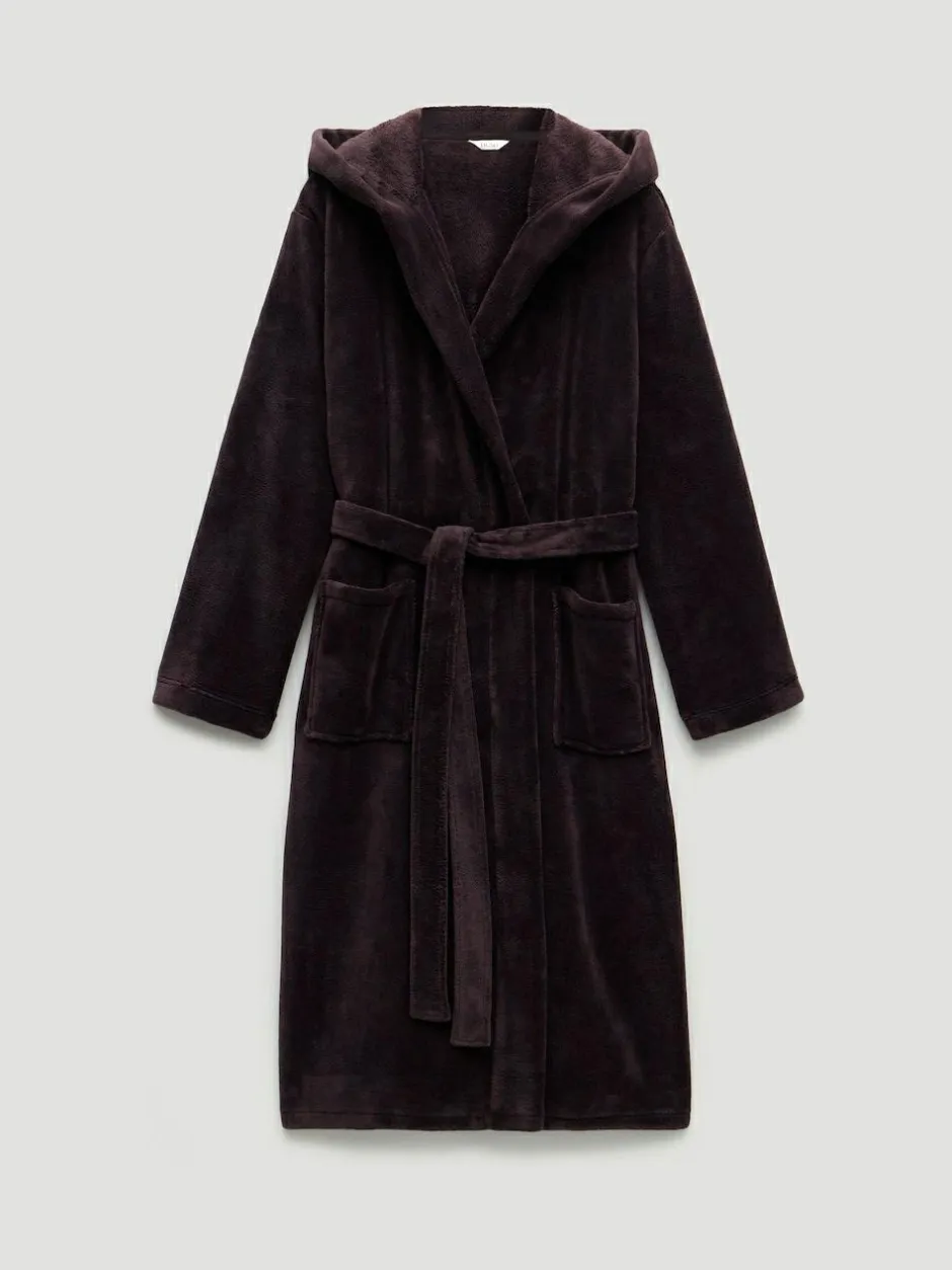 Hush Fluffy Hooded Dressing Gown Purple New