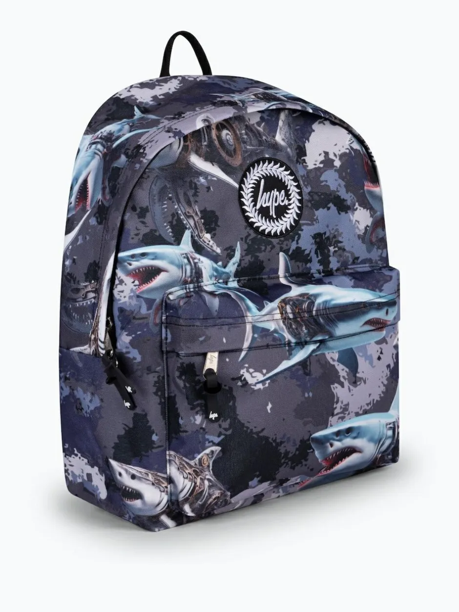 Hype . Kids Grey Mech Sharks Iconic Backpack Online