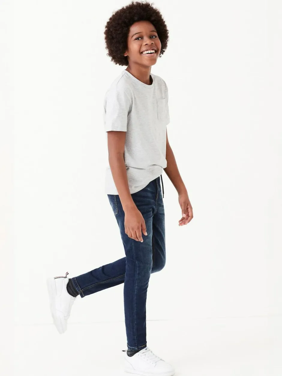 Next Skinny Fit Stretch Elasticated Waist Jeans (3-16yrs) Indigo Blue Sale