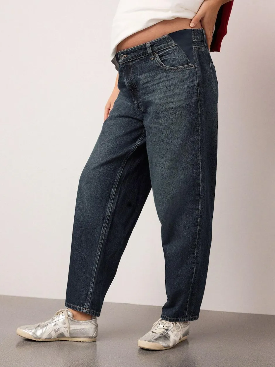 Next Maternity Barrel Denim Jeans Indigo New