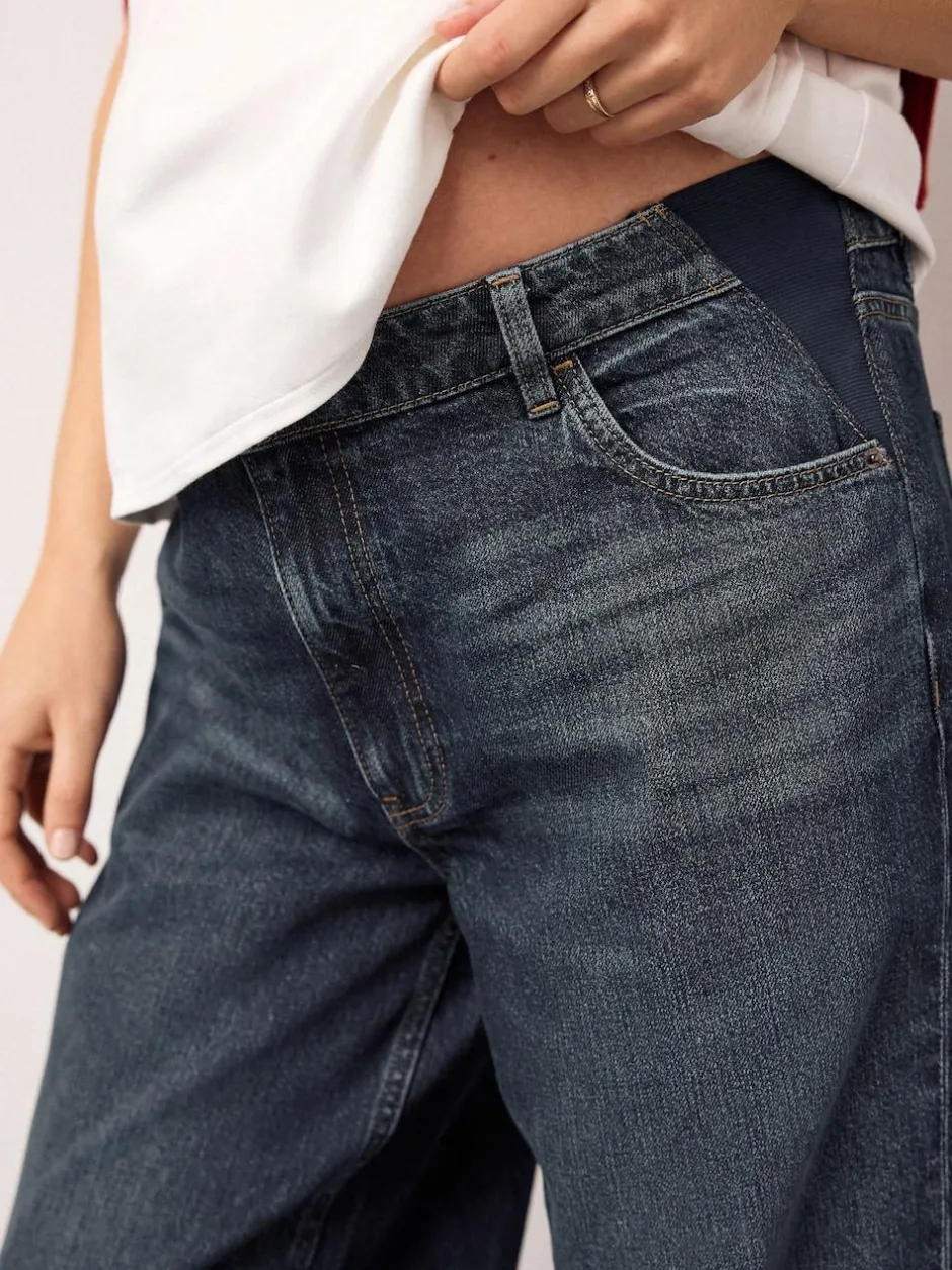 Next Maternity Barrel Denim Jeans Indigo New
