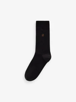Next Inital Black Embroidered Lasting Fresh Socks 5 Pack Best
