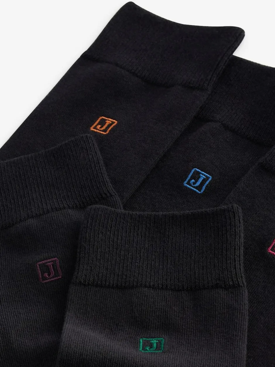 Next Inital Black Embroidered Lasting Fresh Socks 5 Pack Best