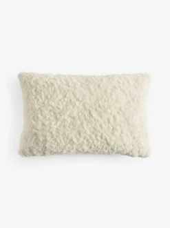 Next Ivory 50 x 30cm Cuddle Corner Slogan Faux Fur Cushion
