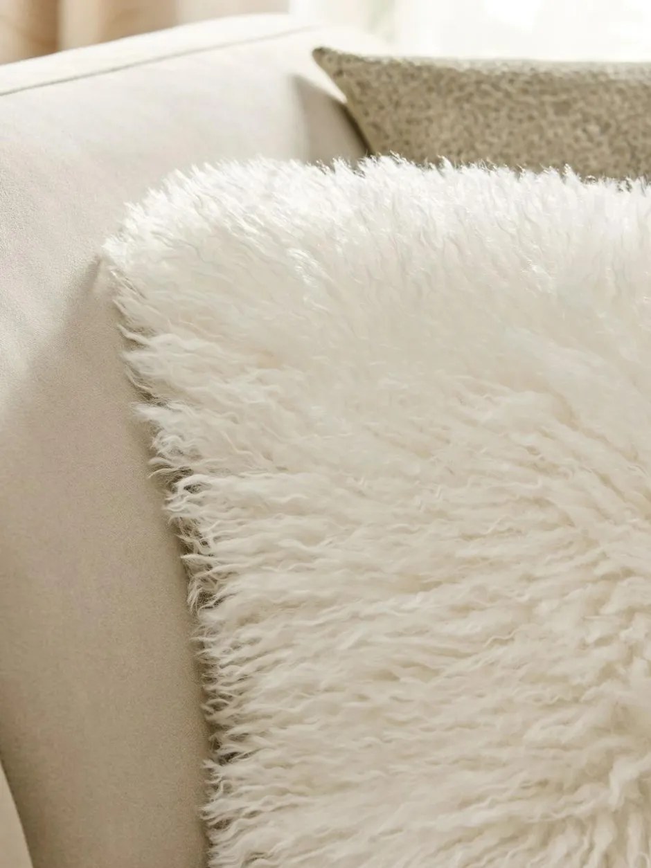 Next Ivory 40 x 59cm Mongolian Faux Fur Cushion Discount