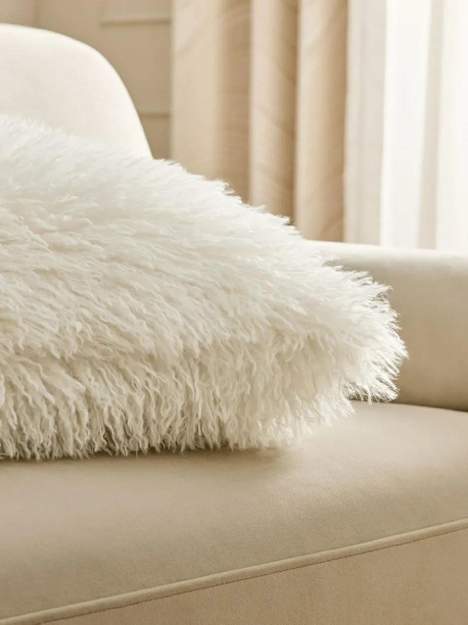 Next Ivory 40 x 59cm Mongolian Faux Fur Cushion Discount