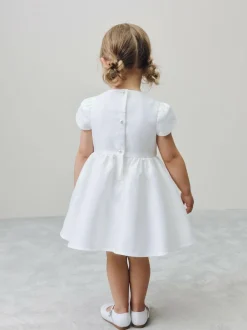 Next Flower Girls Bow Front Dress (3mths-10yrs) Ivory New