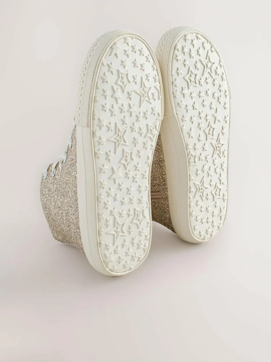 Next Ivory Glitter High Top Trainers Online