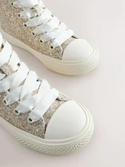 Next Ivory Glitter High Top Trainers Online