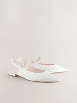Next Ivory Wedding Point Toe Jewel Mary Jane Bridal Slingback Shoes
