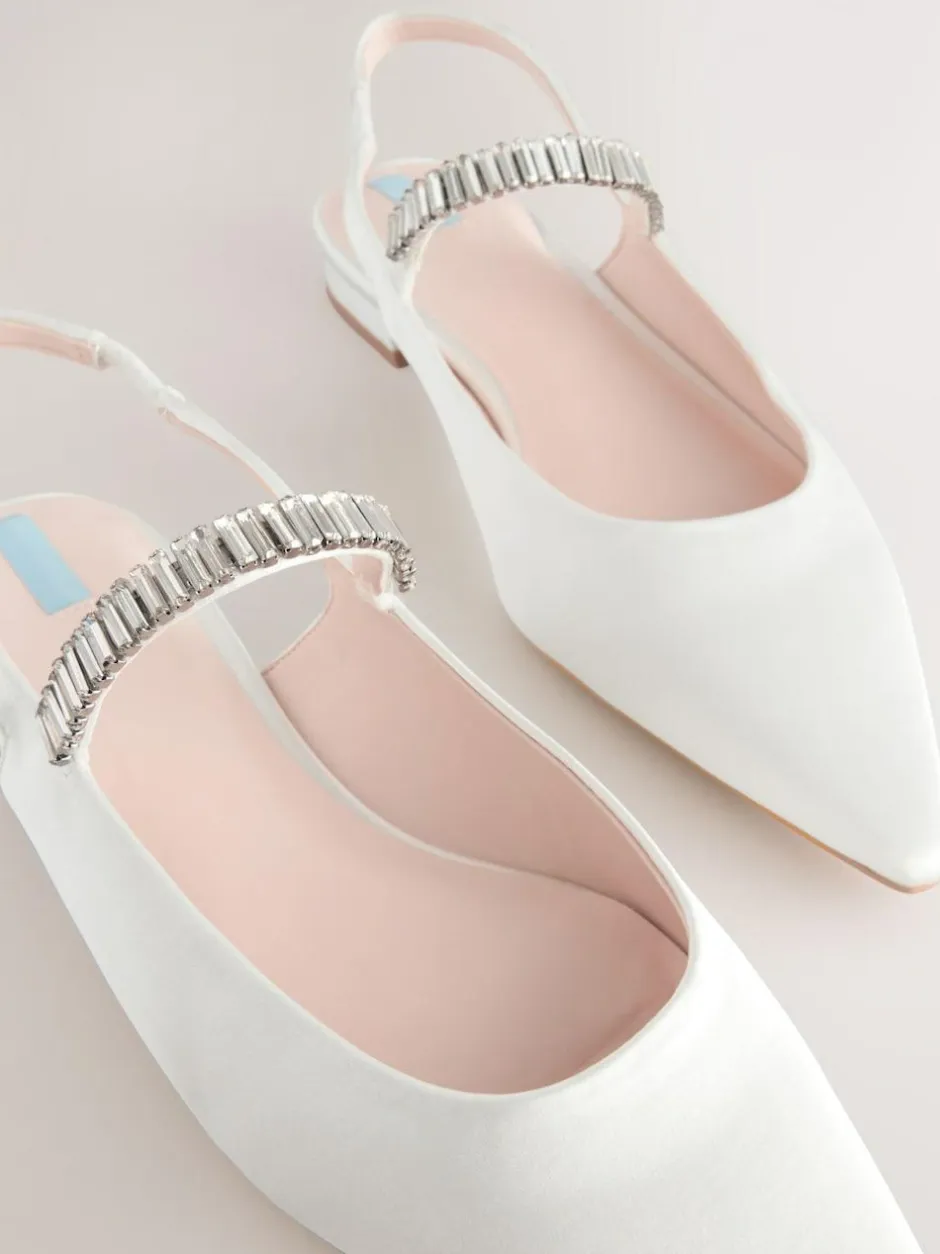 Next Ivory Wedding Point Toe Jewel Mary Jane Bridal Slingback Shoes