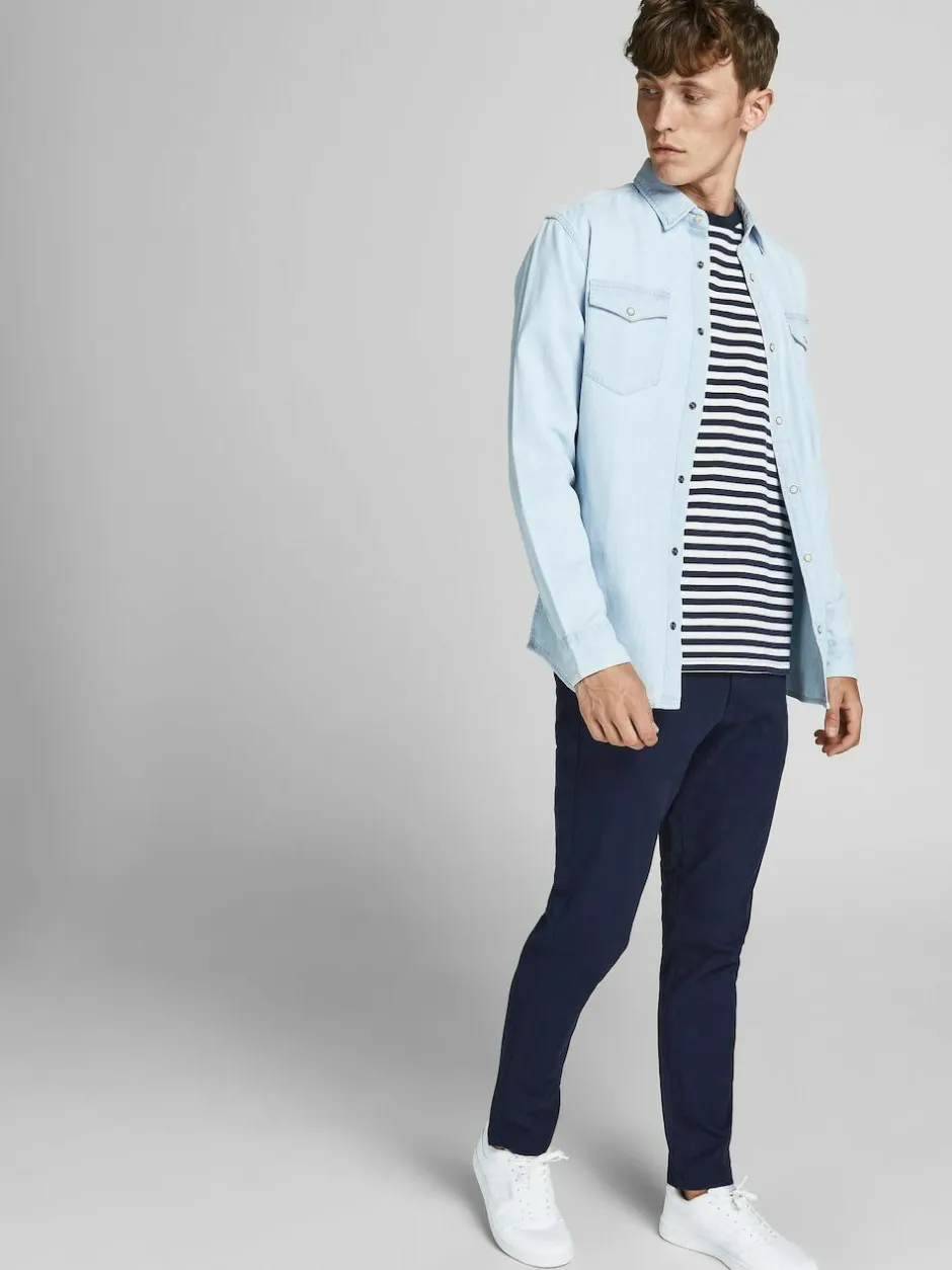 JACK & JONES Slim Fit Chino Trousers Blue Discount