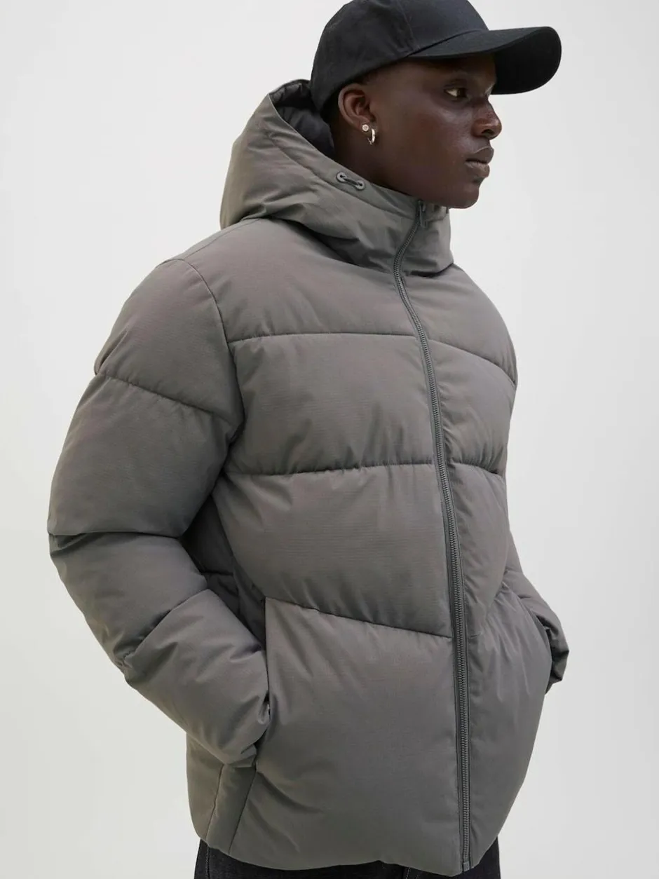 JACK & JONES Hooded Puffer Jacket Grey Online