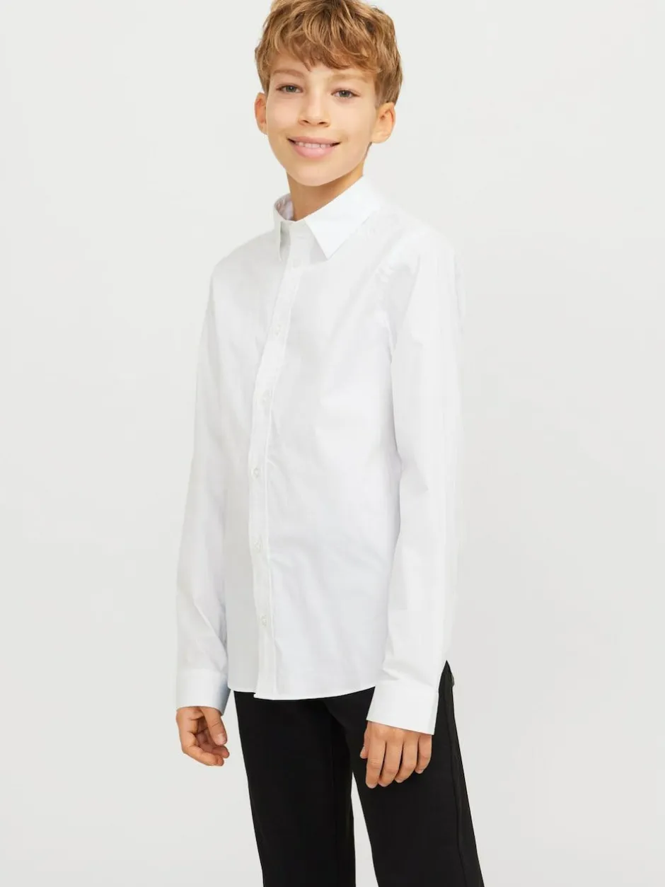 JACK & JONES JUNIOR Stretch Long Sleeve White Shirt Clearance