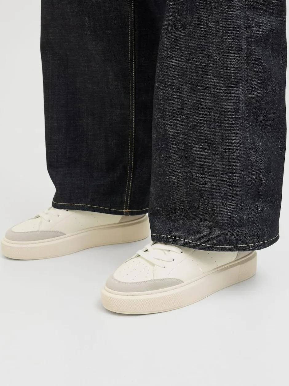 JACK & JONES Chunky Sole PU Trainers Off White Clearance