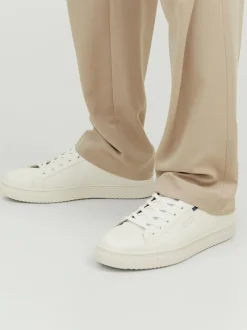 JACK & JONES White Leather Smart Trainers Clearance