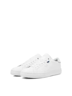 JACK & JONES White Leather Smart Trainers Clearance