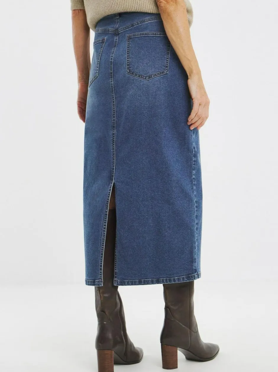 JD Williams Blue Mid Wash 24/7 Denim Maxi Skirt