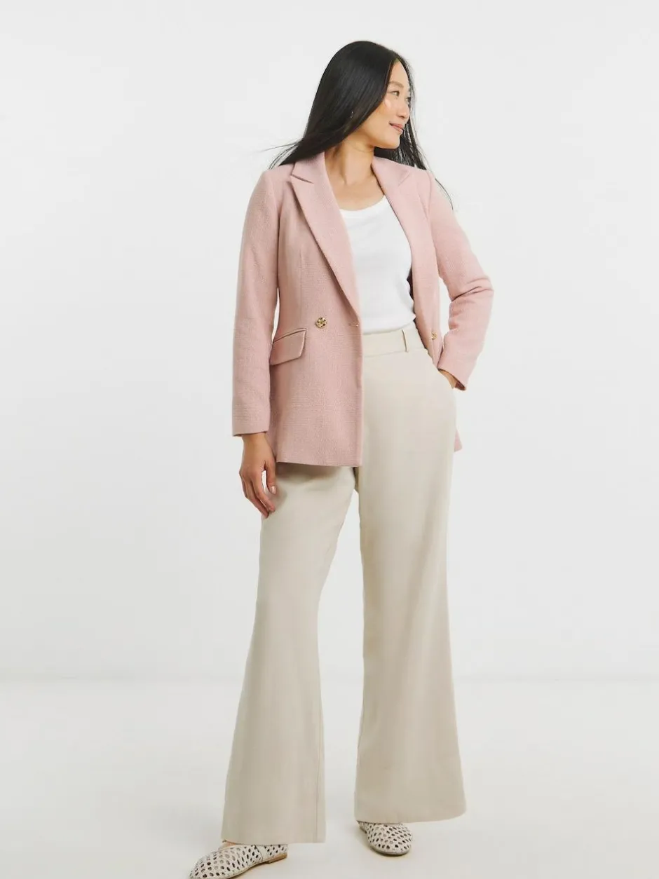 JD Williams Pink Boucle Double Breasted Blazer