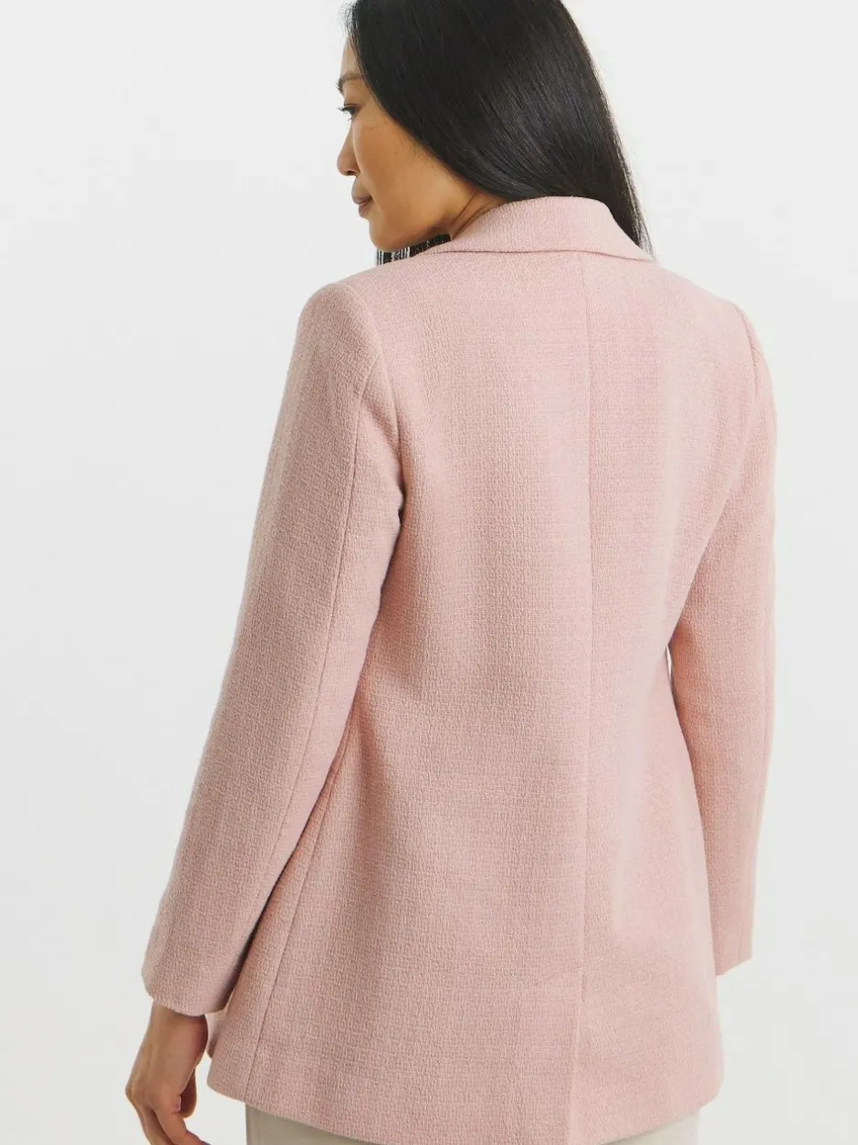 JD Williams Pink Boucle Double Breasted Blazer