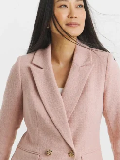 JD Williams Pink Boucle Double Breasted Blazer