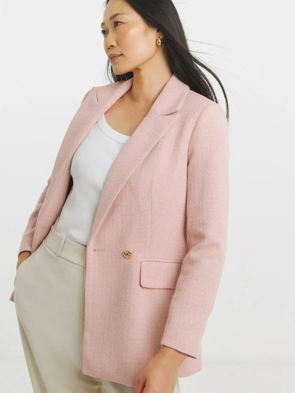 JD Williams Pink Boucle Double Breasted Blazer