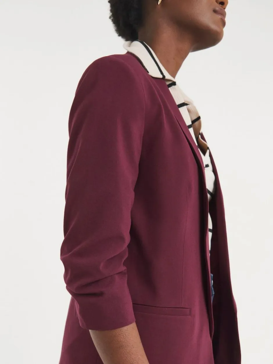 JD Williams Red Ruched Sleeve Blazer
