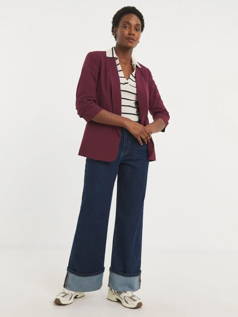 JD Williams Red Ruched Sleeve Blazer