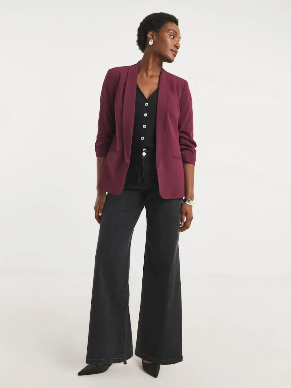 JD Williams Red Ruched Sleeve Blazer