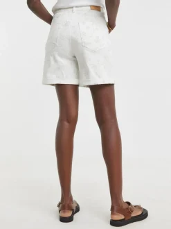 JD Williams White Floral Embroidered Denim Shorts Best