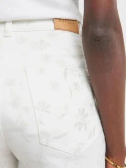 JD Williams White Floral Embroidered Denim Shorts Best