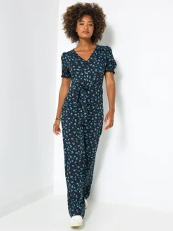 Joe Browns Black Petite Ditsy Floral Jumpsuit New