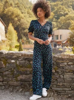 Joe Browns Black Petite Ditsy Floral Jumpsuit New