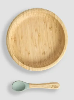Jojo Maman Bébé Bamboo Plate with Suction & Spoon Hot