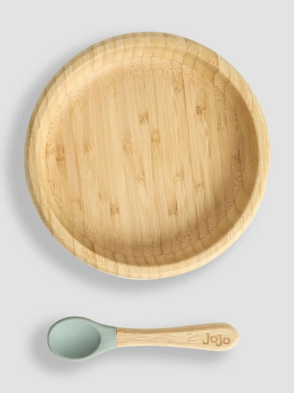 Jojo Maman Bébé Bamboo Plate with Suction & Spoon Hot