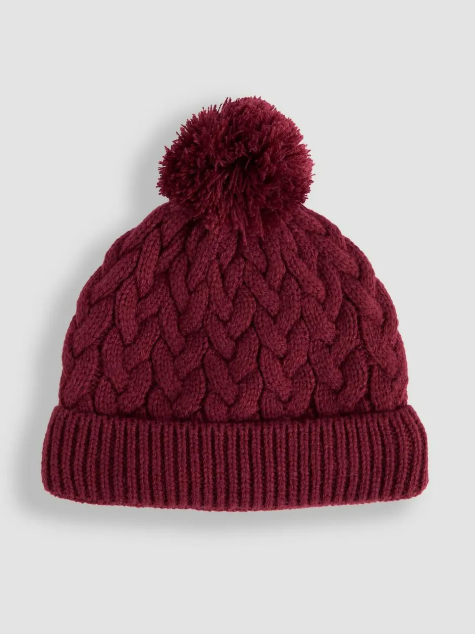 Jojo Maman Bébé Embroidered Cable Hat Berry Clearance