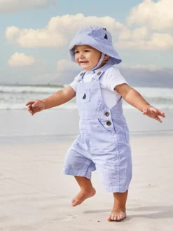 Jojo Maman Bébé Blue Boat Stripe Dungarees Hot