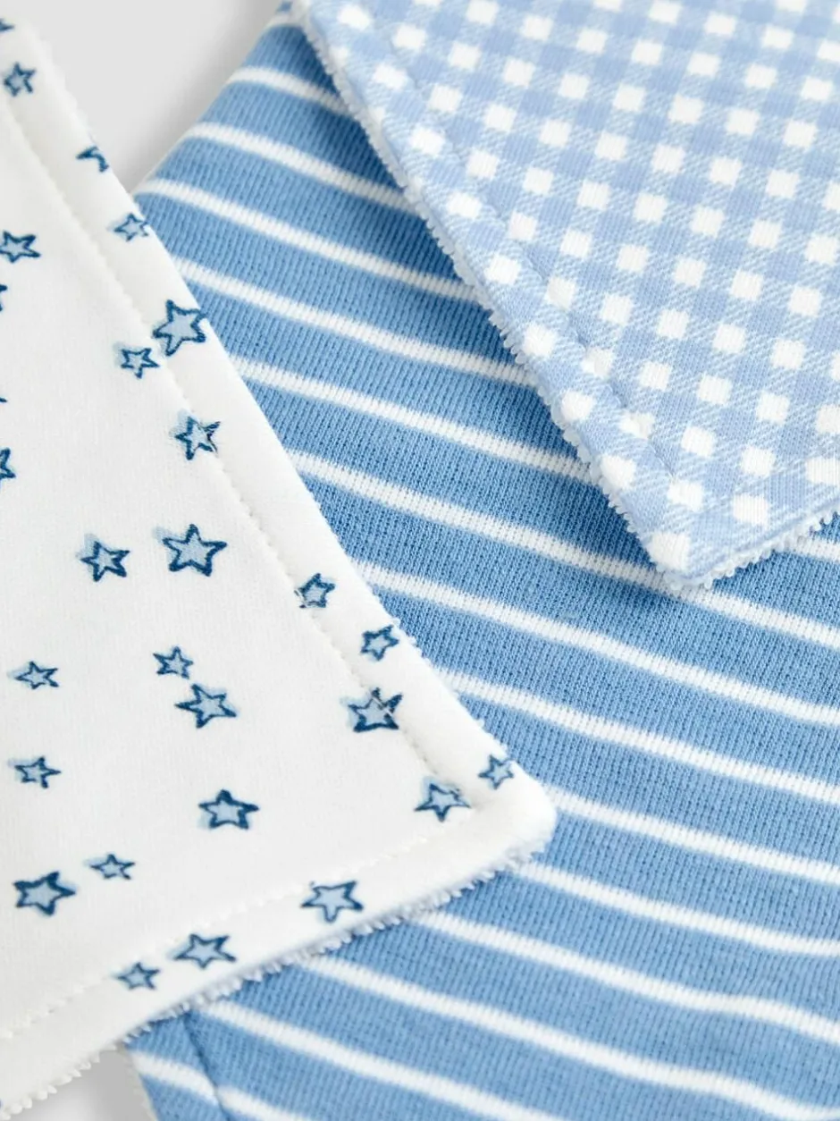 Jojo Maman Bébé Cotton 3-Pack Dribble Bib Blue Outlet