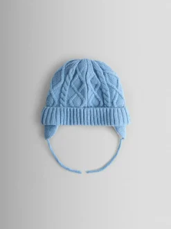 Jojo Maman Bébé Embroidered Cable Hat Blue Floral Discount