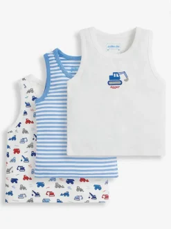 Jojo Maman Bébé Blue 3-Pack Digger Boys' Vest Set Best