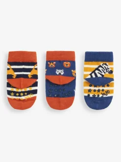 Jojo Maman Bébé Blue 3-Pack Safari Socks Discount