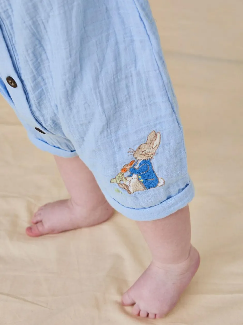 Jojo Maman Bébé Blue Peter Rabbit™ Cheesecloth Button Front 100% Cotton Romper New