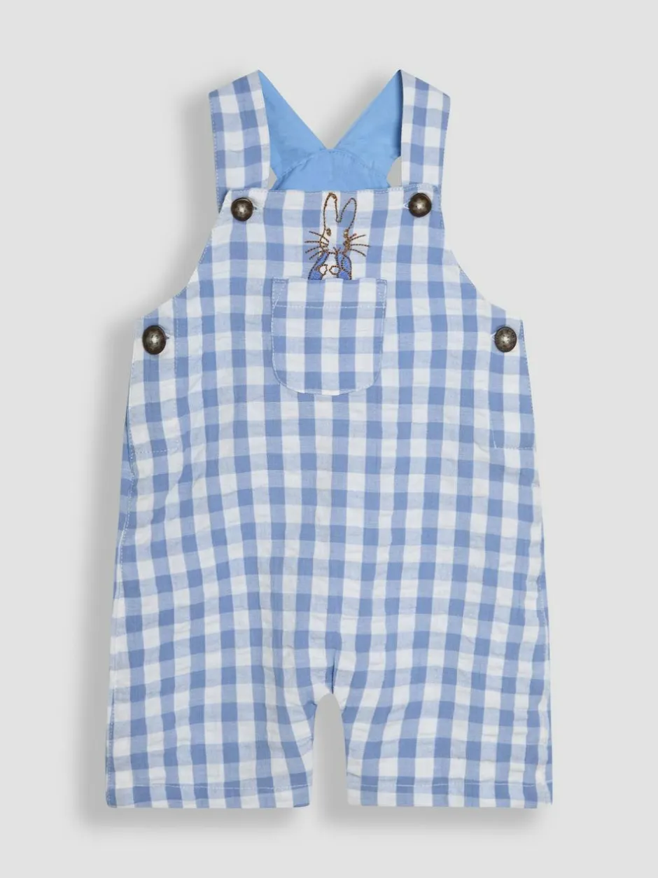 Jojo Maman Bébé Blue 2-Piece Peter Rabbit™ Gingham Dungarees & Body Set Sale