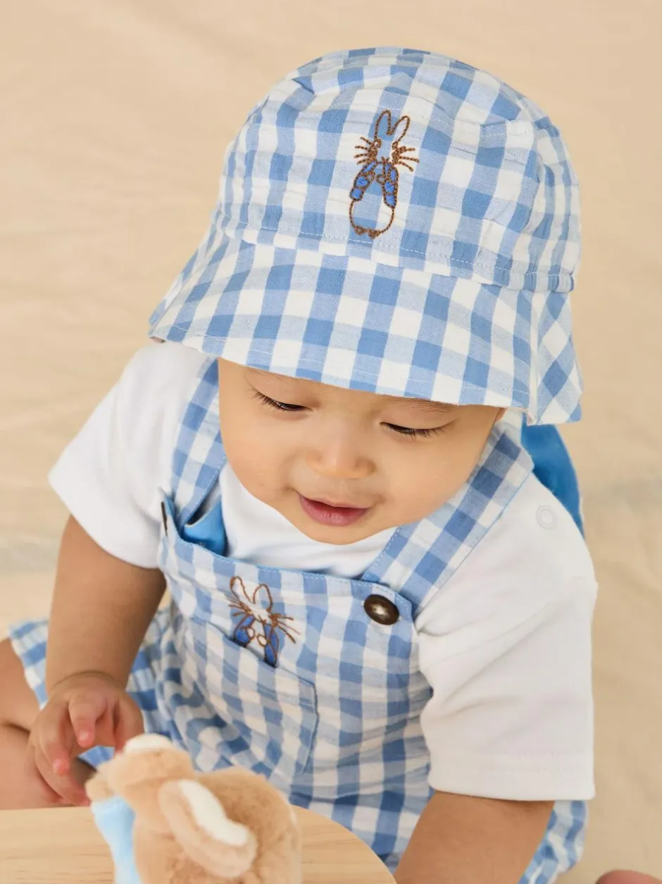 Jojo Maman Bébé Blue 2-Piece Peter Rabbit™ Gingham Dungarees & Body Set Sale