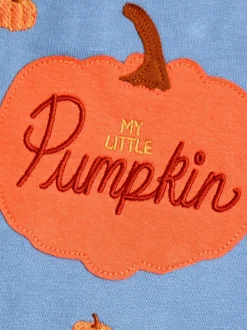 Jojo Maman Bébé 2-Piece Appliqué Dungarees & Print Top Set Blue Pumpkin New