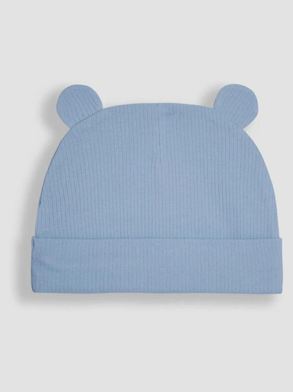 Jojo Maman Bébé 2-Pack Baby Hats Blue Rib Hot