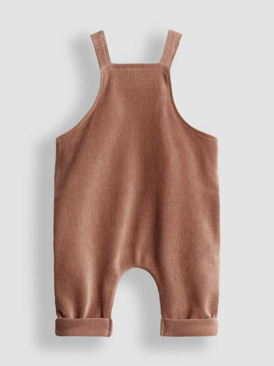 Jojo Maman Bébé Brown Bear Rib Velour Character Dungaree & Body Set Sale