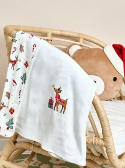 Jojo Maman Bébé Christmas Jersey Shawl Red Hot