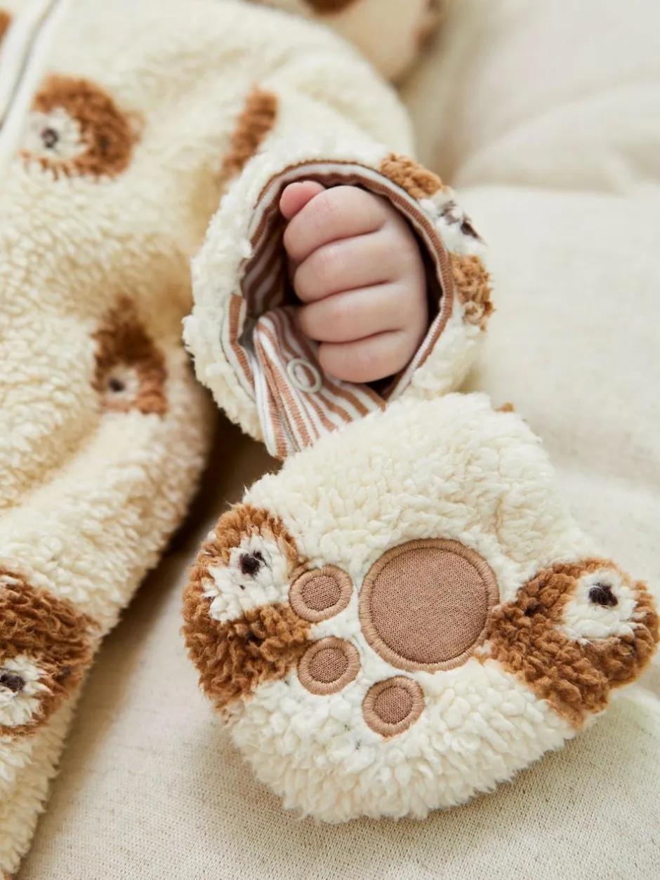Jojo Maman Bébé Cream Bear Print Cosy Pramsuit Sale